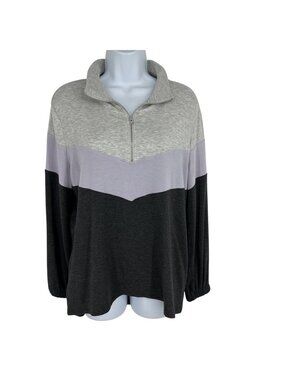 Loft Outlet Womens 1/4 Zip Long Sleeve Colorblock Pullover Sweatshirt Size M